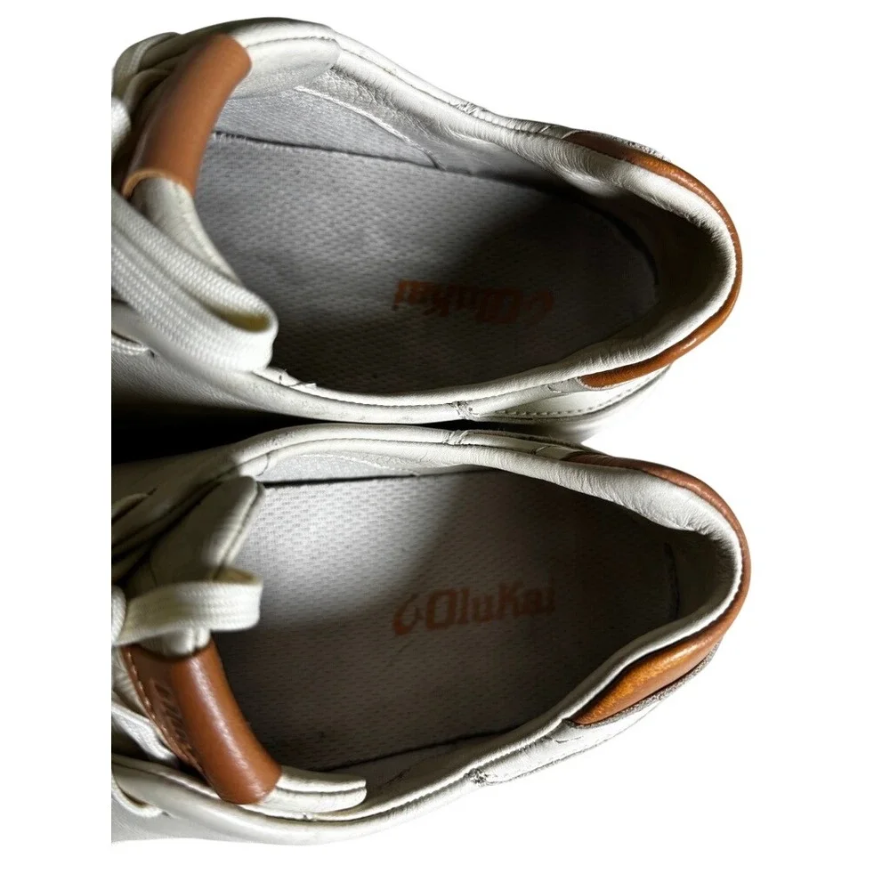 OluKai Lae'ahi Li 'Ili Mens Leather Sneakers Bone Tan 10397-2828